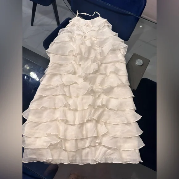 Chic Ivory Ruffle Dress - Picture 2 of 7
